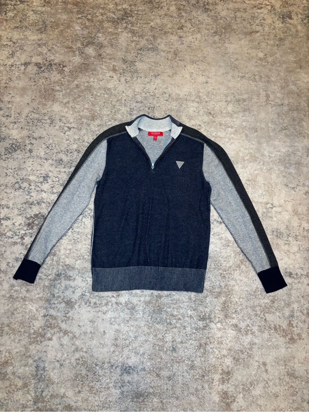 Guess Navy and Gray 1/4 Zip Pullover
